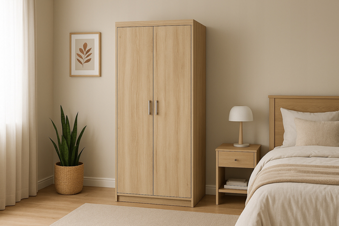Szafa LIVIO 2-drzwiowa z półkami dąb sonoma garderoba