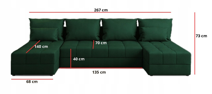 Narożnik DOMINO U FIT rogówka do salonu rozkładany funkcja spania bez boków