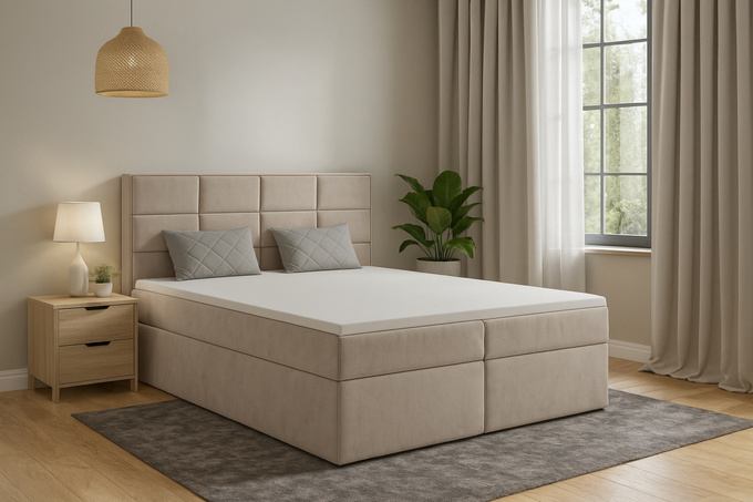 Łóżko Keja kontynentalne 160x200 do sypialni pojemnik dwa materace