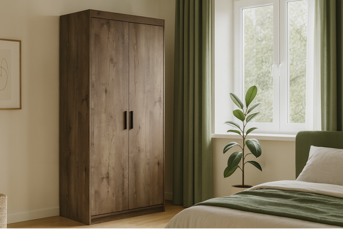 Szafa LIVIO 2-drzwiowa z półkami dąb lefkas garderoba