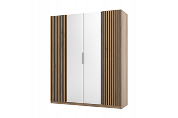 Szafa ARKA 4-drzwiowa 2 lustra lamele dąb evoke 200 cm półki drążek