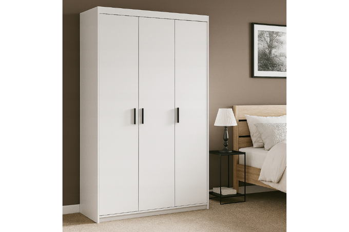 Szafa LIVIO 3-drzwiowa z półkami drążek biała garderoba