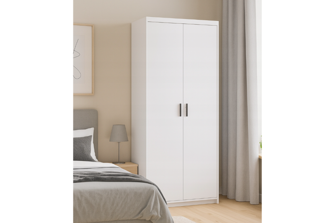 Szafa LIVIO 2-drzwiowa z półkami biała garderoba
