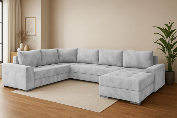 Narożnik HUGO z funkcją spania rozkładany rogówka duży welur