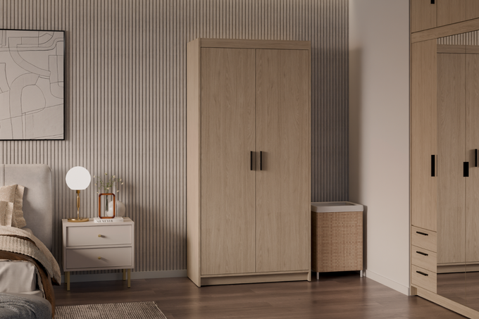 Szafa LIVIO 2-drzwiowa z półkami dąb olejowany garderoba