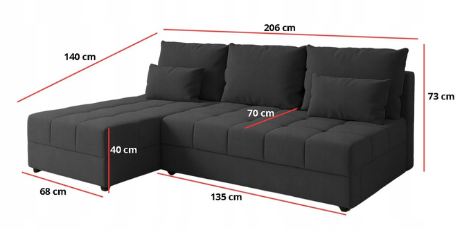 Narożnik DOMINO L FIT rozkładany do salonu funkcja spania rogówka bez boków