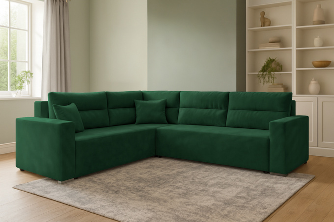 Narożnik LUNO do salonu rozkładany rogówka funkcja spania pojemnik