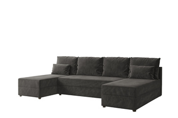 Narożnik DOMINO U FIT GŁADKI z funkcją spania, rogówka do salonu grafitowy