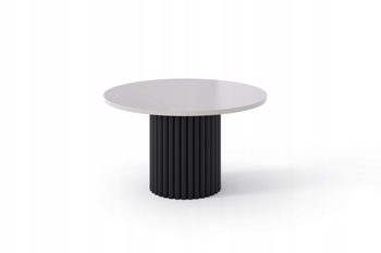 Stolik kawowy Lunar okrągły 67 cm kaszmirowy blat czarna ryflowana podstawa