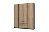 Szafa ARKA 4-drzwiowa dąb evoke 3 szuflady 200 cm półki drążek