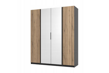 Szafa ARKA 4-drzwiowa 2 lustra dąb evoke 200 cm półki drążek