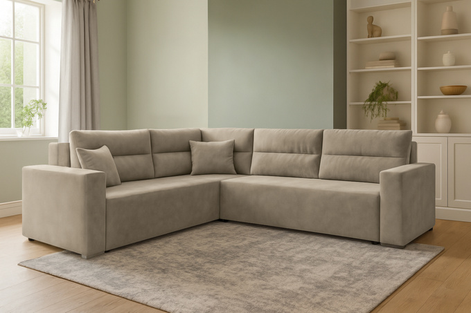 Narożnik LUNO do salonu rozkładany rogówka funkcja spania pojemnik