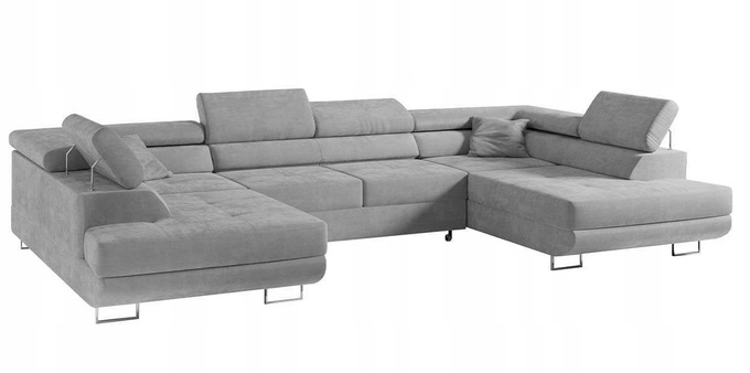 Narożnik LARGO U,funkcja spania,pojemniki,WIELE KOLORÓW,regulowane zagłówki