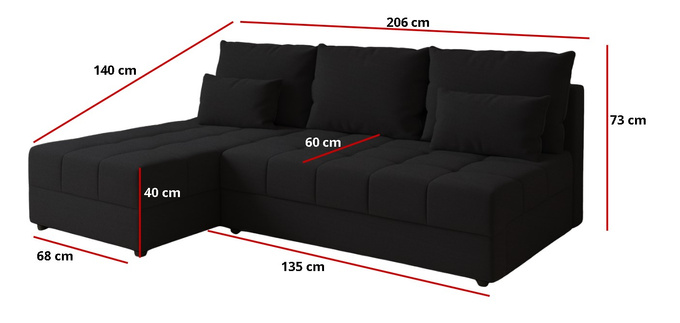 Narożnik DOMINO L FIT rozkładany do salonu funkcja spania rogówka bez boków