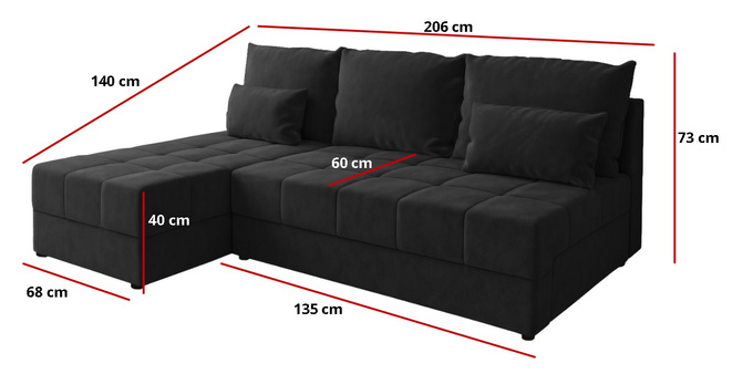 Narożnik DOMINO L FIT rozkładany do salonu funkcja spania rogówka bez boków