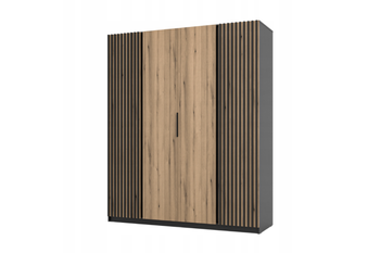Szafa ARKA 4-drzwiowa lamele dąb evoke 200 cm półki drążek