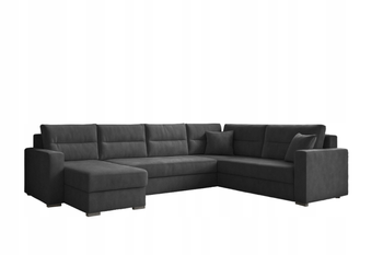 Narożnik LARS U welur do salonu duży rozkładany funkcja spania rogówka