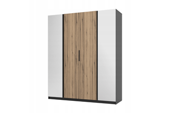 Szafa ARKA 4-drzwiowa 2 lustra dąb evoke 200 cm półki drążek