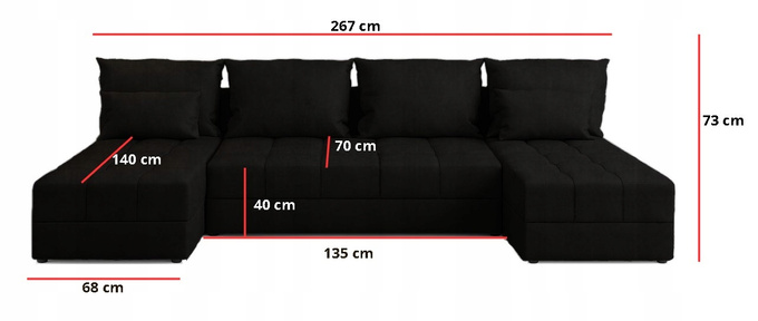 Narożnik DOMINO U FIT rogówka do salonu rozkładany funkcja spania bez boków