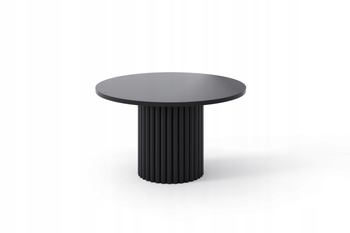 Stolik kawowy Lunar okrągły 67 cm czarny ryflowana podstawa