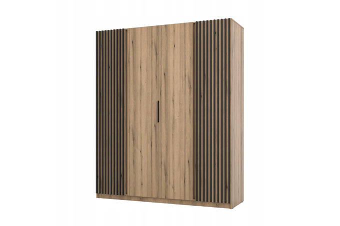 Szafa ARKA 4-drzwiowa lamele dąb evoke 200 cm półki drążek