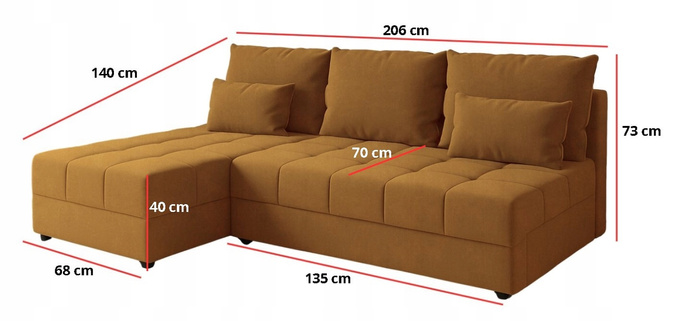 Narożnik DOMINO L FIT rozkładany do salonu funkcja spania rogówka bez boków