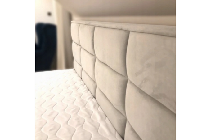 Łóżko KEJA kontynentalne 140x200 do sypialni pojemnik dwa materace