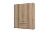 Szafa ARKA 4-drzwiowa 3 szuflady dąb evoke 200 cm półki drążek