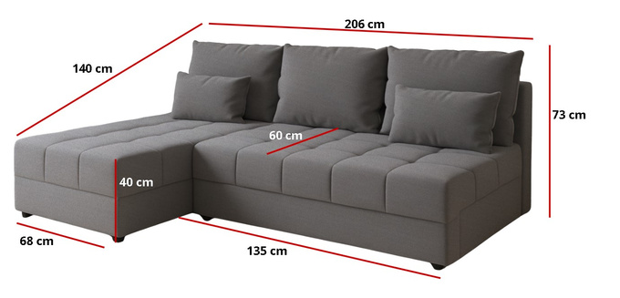 Narożnik DOMINO L FIT rozkładany do salonu funkcja spania rogówka bez boków