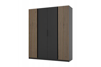 Szafa ARKA 200 cm czarna z lamelami drzwi uchylne loft nowoczesna