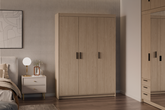 Szafa LIVIO 3-drzwiowa z półkami dąb olejowany garderoba