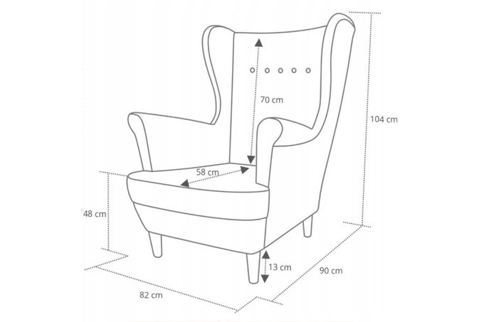 Fotel uszak BERO skandynawski sprężyna falista wygodny