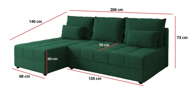 Narożnik DOMINO L FIT rozkładany do salonu funkcja spania rogówka bez boków