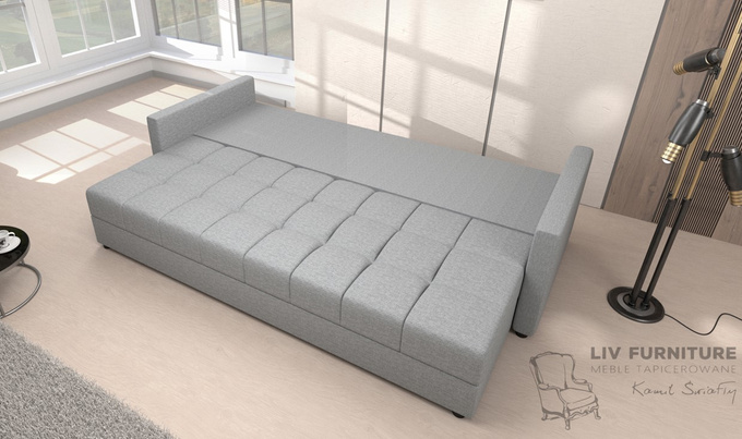 Sofa DOMINO do salonu kanapa rozkładana funkcja spania pojemnik
