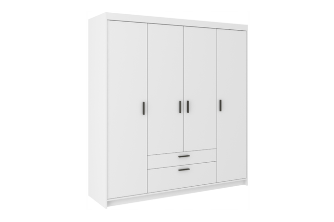 Szafa LIVIO 4 drzwiowa z 2 szufladami biała garderoba