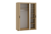 Szafa LIVIO 3-drzwiowa z półkami lustro dąb olejowany garderoba