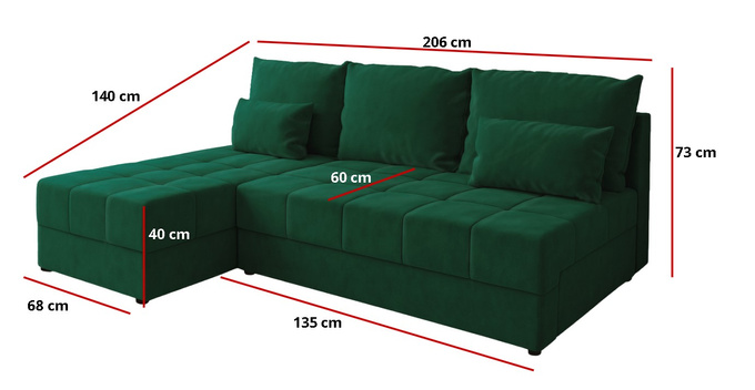 Narożnik DOMINO L FIT rozkładany do salonu funkcja spania rogówka bez boków