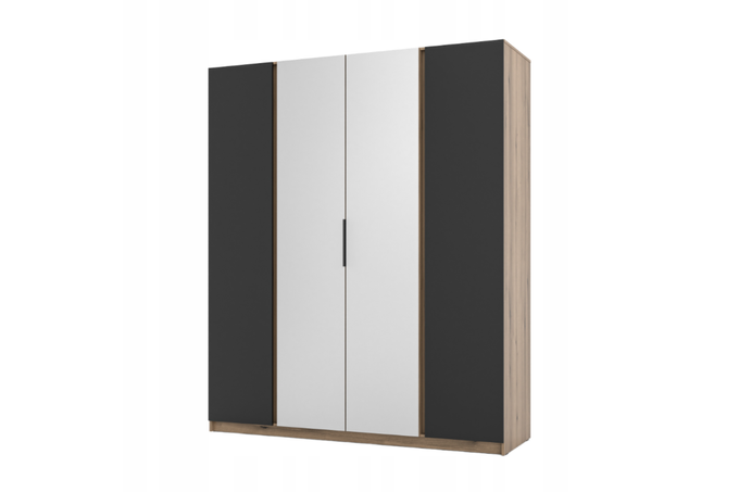 Szafa ARKA 4-drzwiowa 2 lustra dąb evoke 200 cm półki drążek