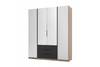 Szafa ARKA 4-drzwiowa 4 lustra czarne szuflady dąb evoke 200 cm