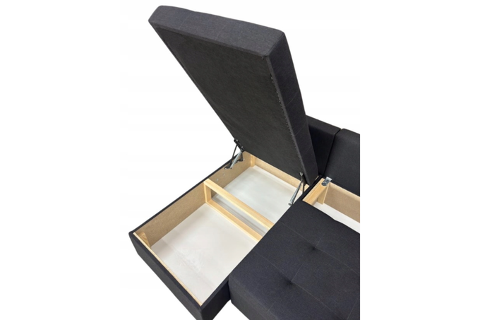 Narożnik DOMINO U do salonu rozkładany z funkcją spania pojemnik rogówka