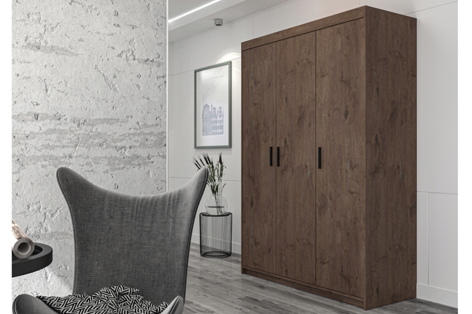 Szafa LIVIO 3-drzwiowa z półkami drążek dąb lefkas garderoba
