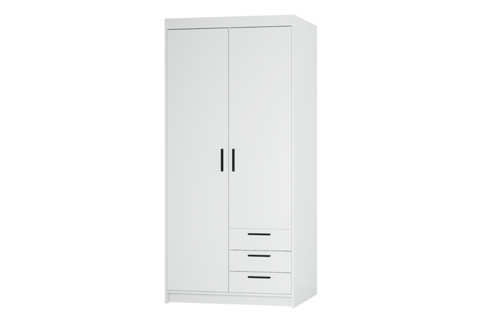 Szafa LIVIO 2-drzwiowa 3 szuflady z półkami biała garderoba