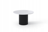 Stolik kawowy Lunar okrągły 67 cm biały blat czarna ryflowana podstawa