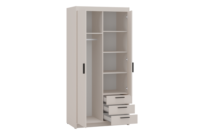 Szafa LIVIO 2-drzwiowa z półkami szuflady beż piaskowy garderoba