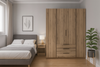Szafa ARKA 4-drzwiowa 3 szuflady dąb evoke 200 cm półki drążek