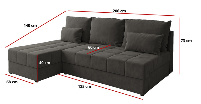 Narożnik DOMINO L FIT rozkładany do salonu funkcja spania rogówka bez boków