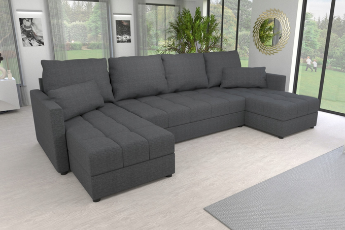 Narożnik DOMINO U do salonu rozkładany z funkcją spania pojemnik rogówka