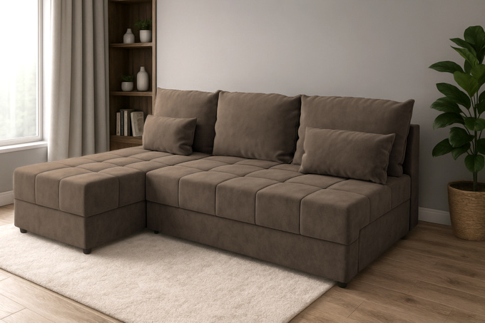 Narożnik DOMINO L FIT rozkładany do salonu funkcja spania rogówka bez boków