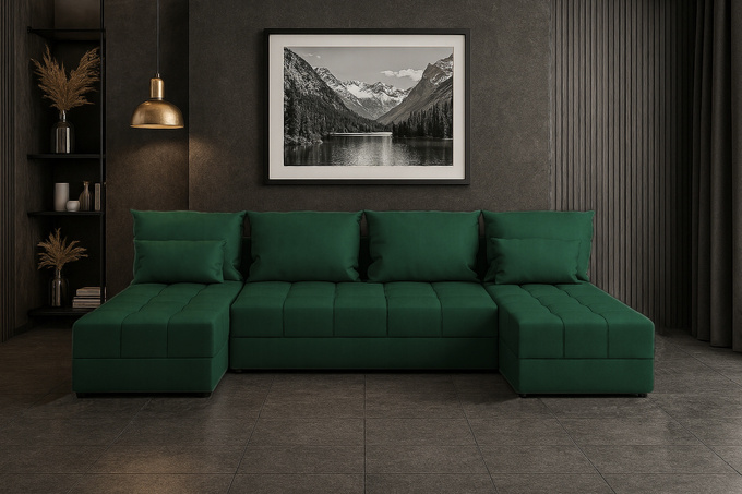 Narożnik DOMINO U FIT rogówka do salonu rozkładany funkcja spania bez boków