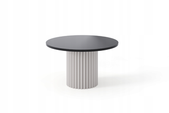 Stolik kawowy Lunar okrągły 67 cm czarny blat kaszmirowa ryflowana podstawa